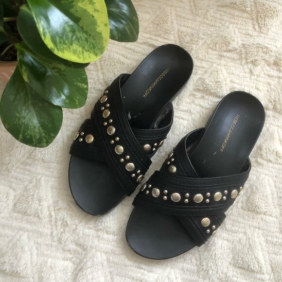 Rebecca Minkoff Tori Black Studded Slide Sandals - Picture 5 of 9